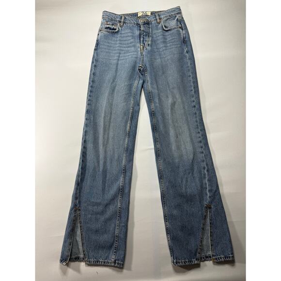 We The Free Women's Wide Leg Ankle Slit Button Fly Denim Jeans Size 26 (28x31.5) - Picture 1 of 8